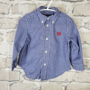 Chaps  Button Down Gingham Shirt 18M Blue White